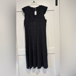 Marine Layer Camila Midi Dress Hemp Tencel Black XL NWT